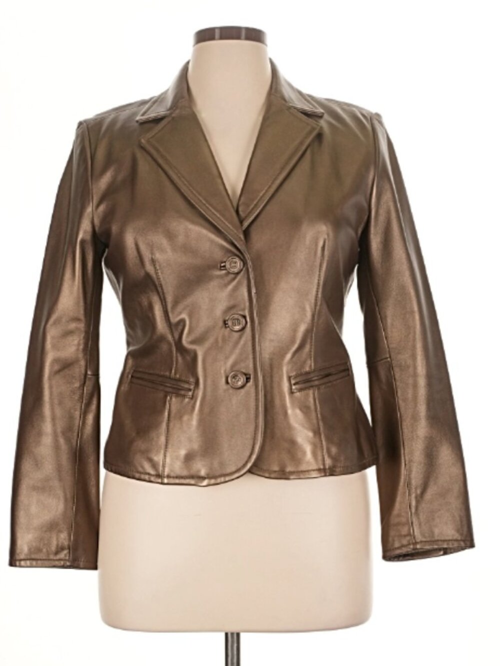 Metallic Bronze Leather Blazer